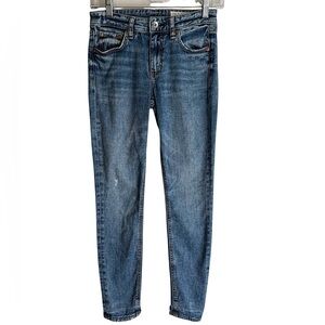 Rag & Bone Dre Skinny Mid Rise Boyfriend Medium Wash Raw Hem Denim Jeans Size 24